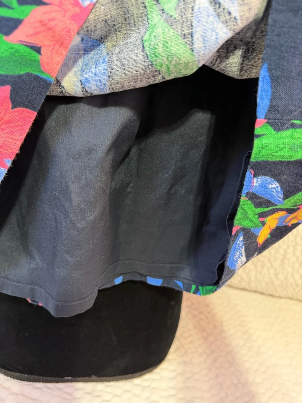 J. Crew Navy Mini Skirt with Pink, Yellow & Blue Floral Print